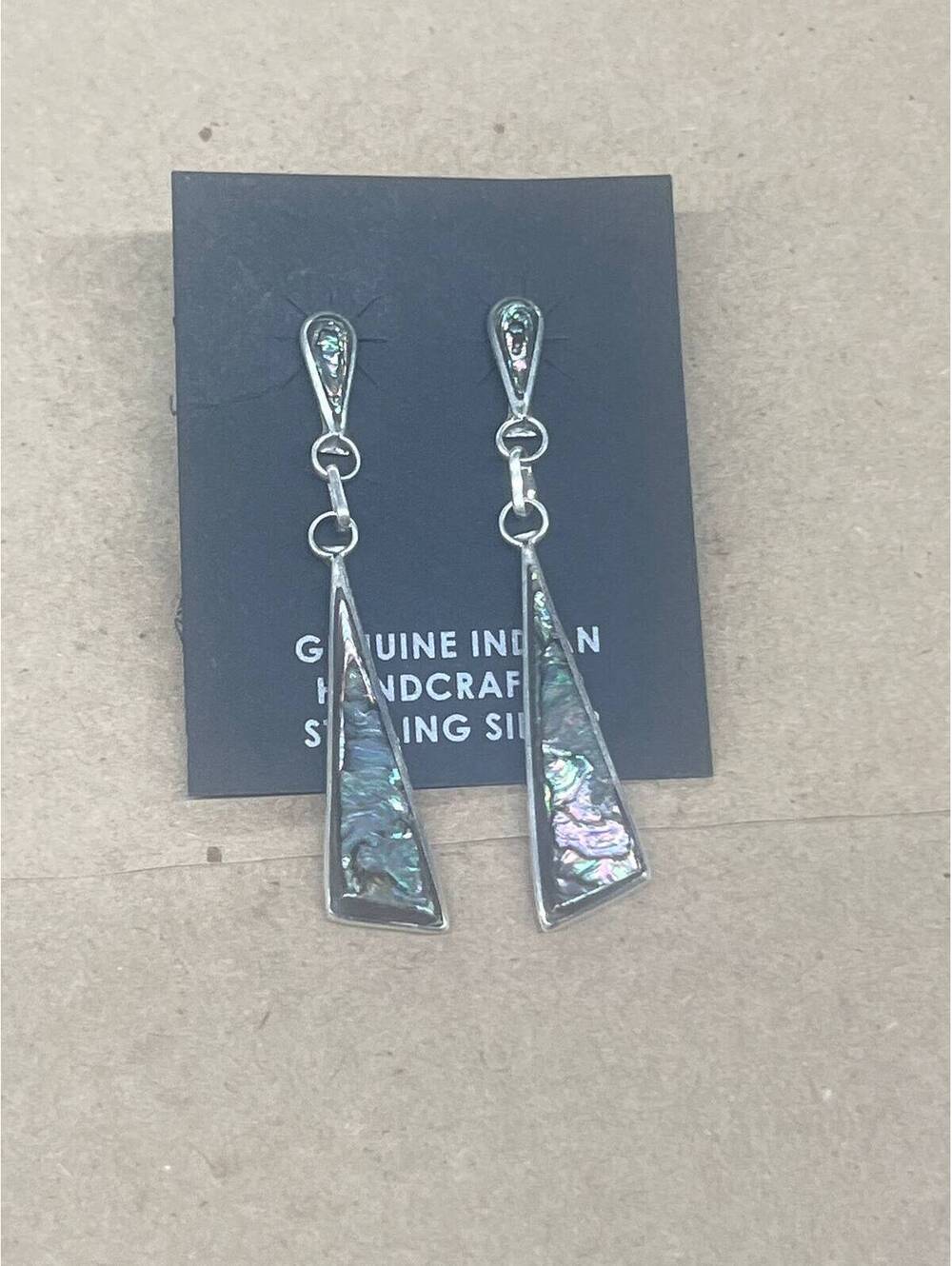 Native American Zuni handmade abalone shell post earrings sterling silver